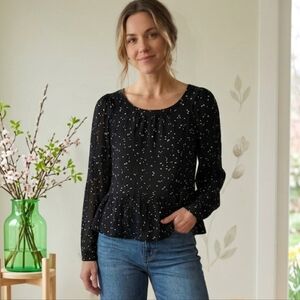 Maeve by Anthropologie Abstract Dot Peplum Blouse XS